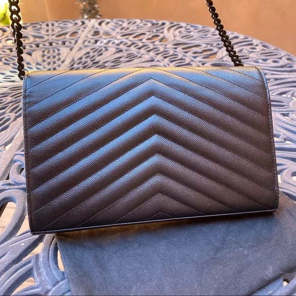 SOLD Saint Laurent Monogram Quilted Leather Wallet on a Chain - Picture 4 of 15